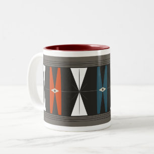 Tasse 2 Couleurs Cartoon MODern Motif - Rouge, Blanc, Bleu