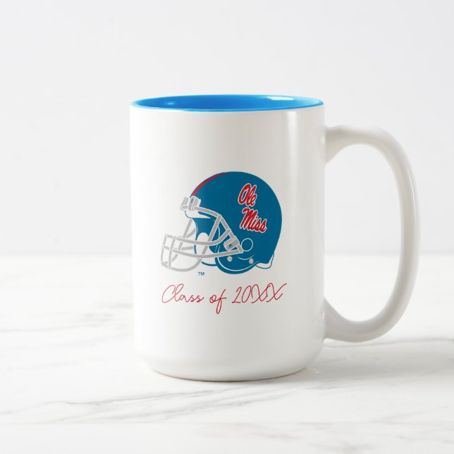 Tasse 2 Couleurs Casque Ole Miss Football | Bleu clair (Droit)