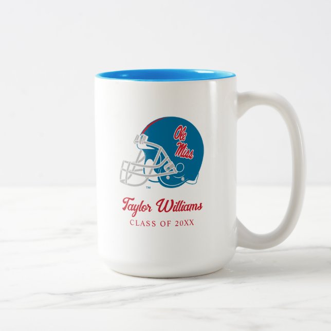 Tasse 2 Couleurs Casque Ole Miss Football | Bleu clair (Droit)