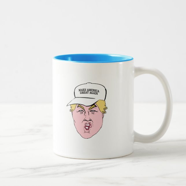 Tasse 2 Couleurs Casquette de caricature de Donald Trump grand (Droit)