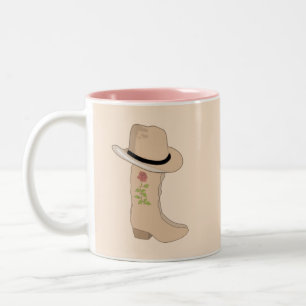 Tasse 2 Couleurs Casquette de pays & Bottes sur beige