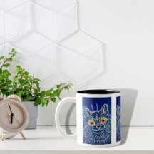 Cat bleu unique kaléidoscope artistique mignonne