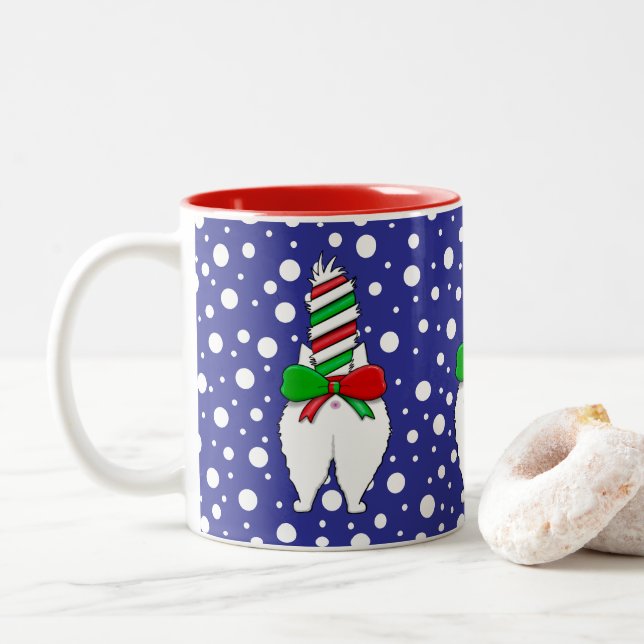 Tasse 2 Couleurs Cat Butt Christmas Green (Avec donut)