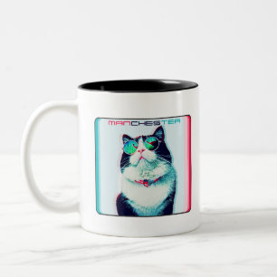 Tasse 2 Couleurs Cat Manchester en lunettes