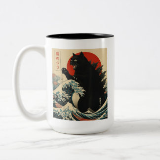 Tasse 2 Couleurs Catzilla Cat Japanese Art Funny Gifts for Men Wome