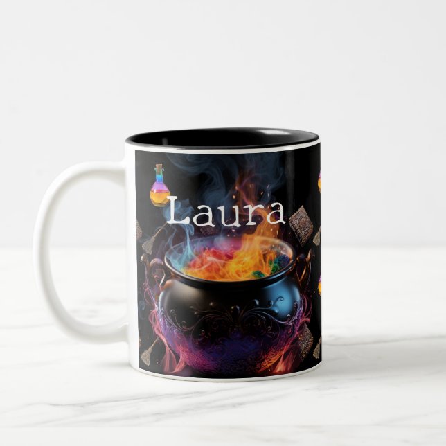 Tasse 2 Couleurs Cauldron avec livre, chambre et potion (Gauche)