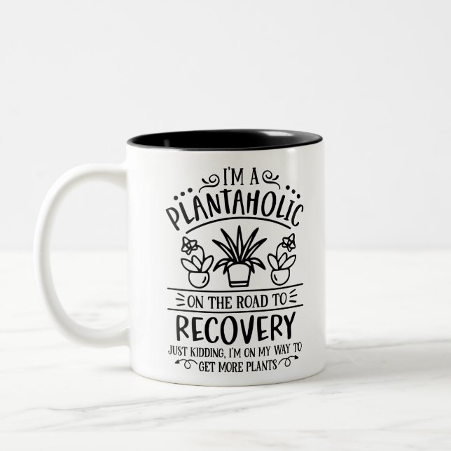 Tasse 2 Couleurs Ce jardinage citation Plantaholic (Gauche)