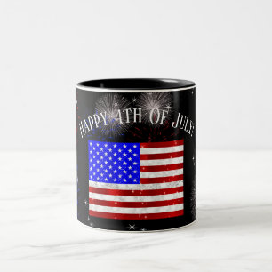 Tasse 2 Couleurs Célébration du 4 juillet - Drapeau des États-Unis