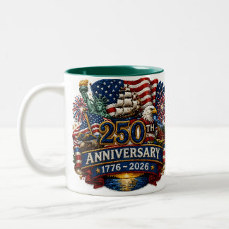 Tasse 2 Couleurs Célébration patriotique des 250 ans des États-Unis