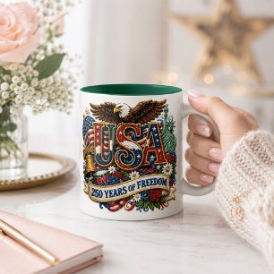 Tasse 2 Couleurs Célébration patriotique des États-Unis pour le 250