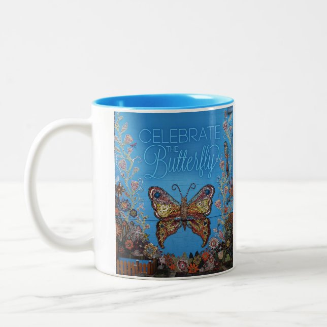 Tasse 2 Couleurs Célébrez les enfants de mission de papillon (bleu (Gauche)