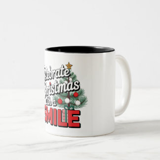 Tasse 2 Couleurs Célébrez Noël avec le sourire