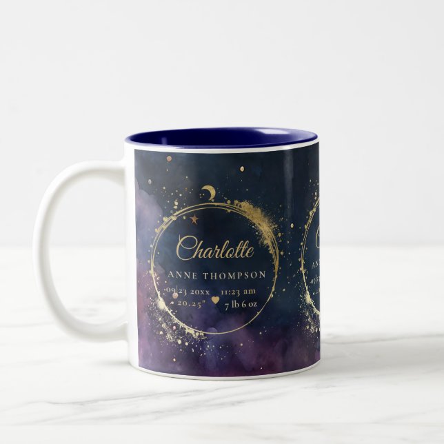Tasse 2 Couleurs Céleste Lune Cadeau de naissance Statistiques Keep (Gauche)