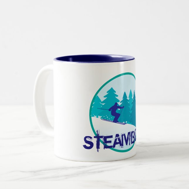 Tasse 2 Couleurs Cercle de ski de bateau à vapeur (Devant gauche)