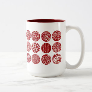 Tasse 2 Couleurs Cercles décoratifs - Rouge et blanc rubis