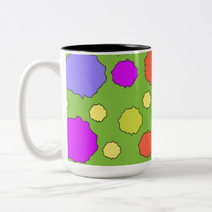 Tasse 2 Couleurs Cercles funky géométriques rétro colorés sur un mu
