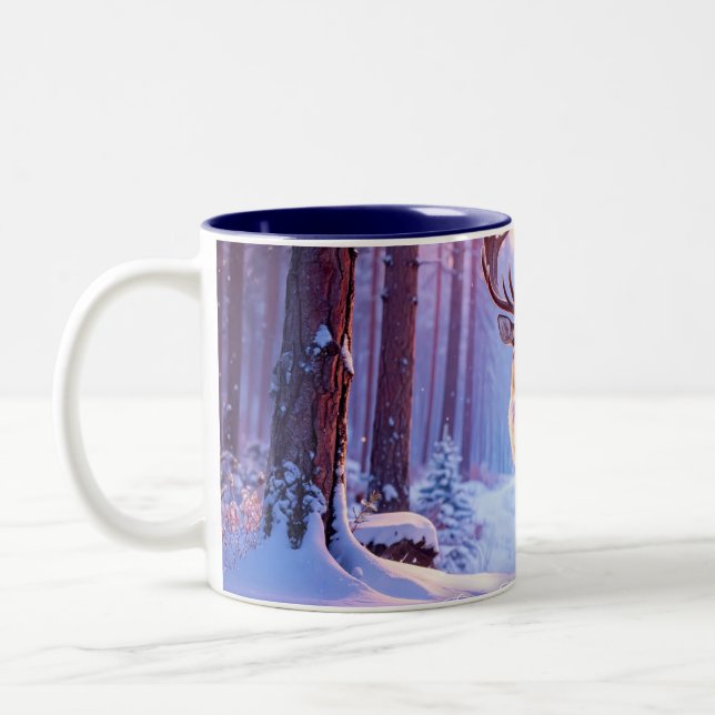 Tasse 2 Couleurs Cerf À Père Noël Coeur - Rindeer (Gauche)