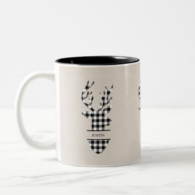 Tasse 2 Couleurs Cerf blanc et noir neutre (Gauche)