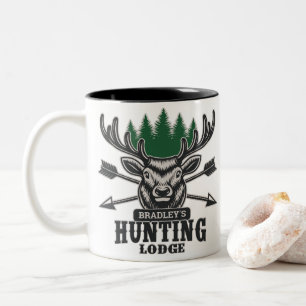 Tasse 2 Couleurs Cerf Élaphé Chasseur AJOUTER NOM Cabane de chasse 