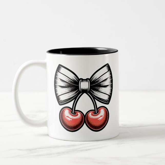 Tasse 2 Couleurs Cerisier à cheveux femelle FruitMug (Gauche)