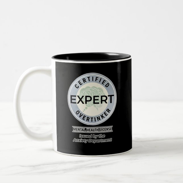 Tasse 2 Couleurs Certified Overthinker Issued by the Anxiety Dept. (Gauche)