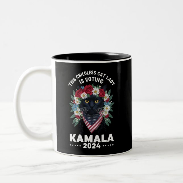 Tasse 2 Couleurs Cette Femme-Chat Sans Enfant Vote Kamala (Gauche)