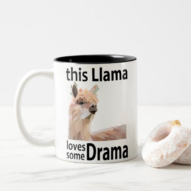 Tasse 2 Couleurs Cette Llama Aime Un Drame Drôle Llama (Avec donut)