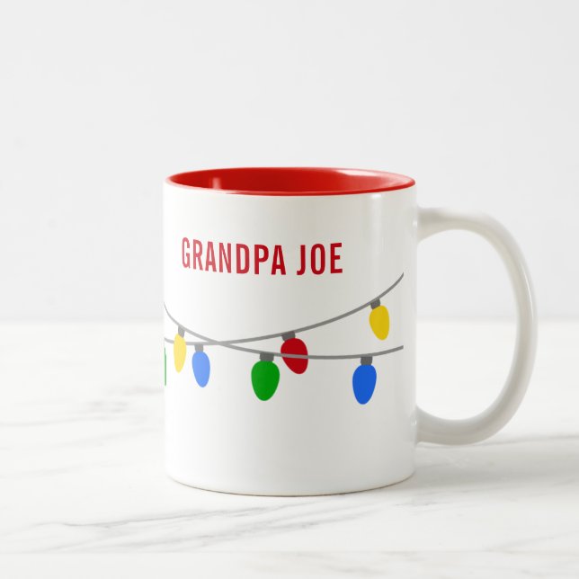 Tasse 2 Couleurs Chaîne de Noël des lumières | Personnalisé (Droit)