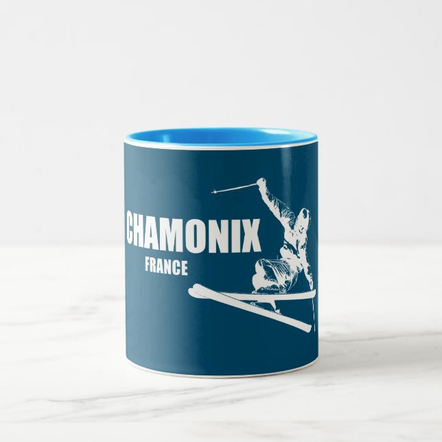 Tasse 2 Couleurs Chamonix France Skier (Centre)