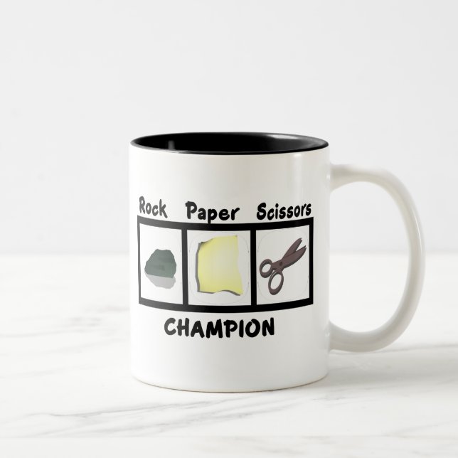 Tasse 2 Couleurs Champion des ciseaux de papier rock (Droit)