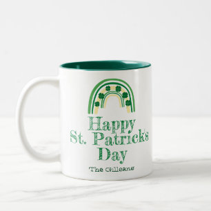 Tasse 2 Couleurs Chandail vert Shamrock en fer à cheval St. Patrick