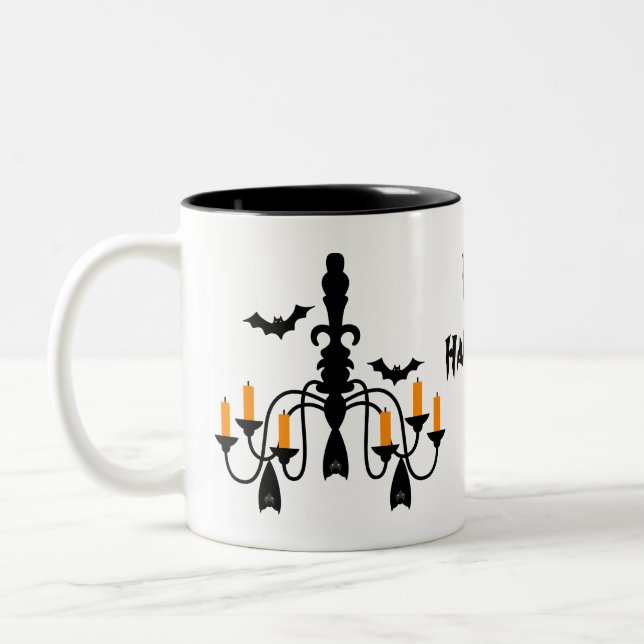 Tasse 2 Couleurs Chandelier d'Halloween et chauves-souris (Gauche)