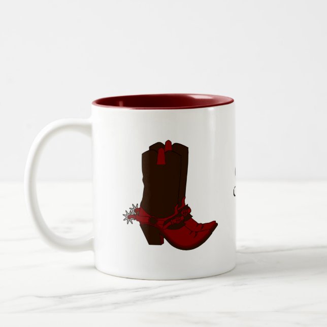 Tasse 2 Couleurs Chapeau marron country et bottes (Gauche)