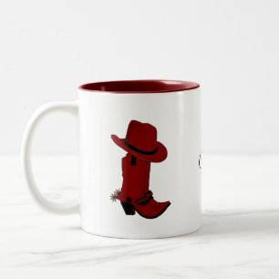 Tasse 2 Couleurs Chapeau rouge de campagne et bottes 