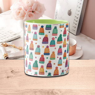 Tasse 2 Couleurs Chapeaux de laine colorés d'hiver