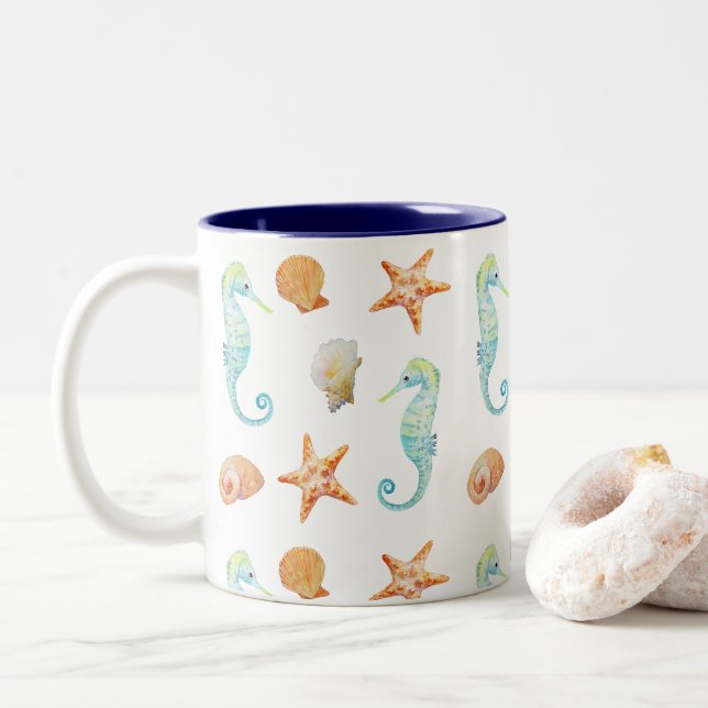Tasse 2 Couleurs Char à voile de poisson-étoiles (Avec donut)