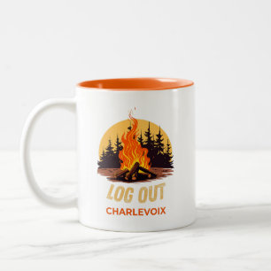 Tasse 2 Couleurs Charlevoix Michigan Feu de camp 