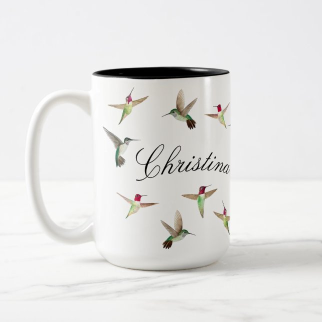 Tasse 2 Couleurs Charme personnalisé des colibris d'Anna (Gauche)
