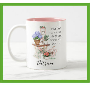 Tasse 2 Couleurs Charming Gardener Floral Prénom