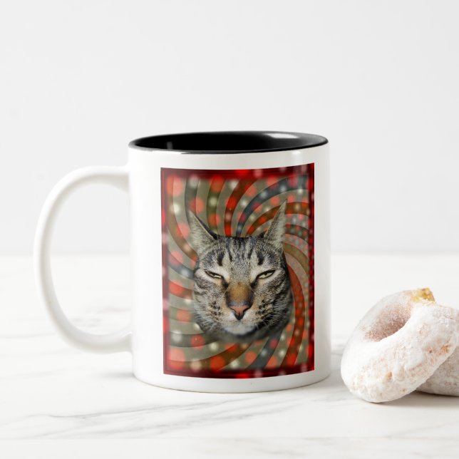 Tasse 2 Couleurs Chat cool - VOUS ACCEPTEZ Votre Cadeau ! (Avec donut)