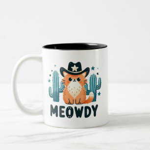 Tasse 2 Couleurs Chat cowboy chapeau Cactus Meowdy 