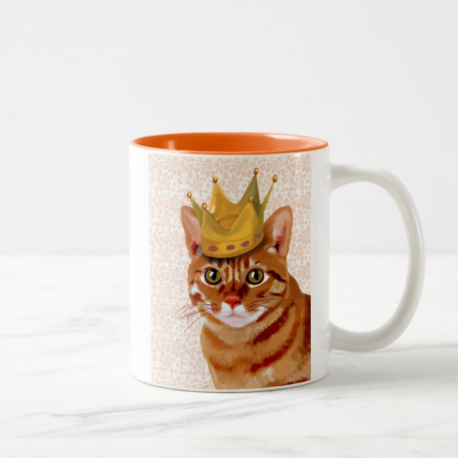 Tasse 2 Couleurs Chat de gingembre avec Portrait de Couronne (Droit)