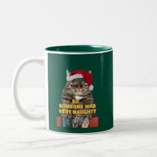 Tasse 2 Couleurs Chat de Noël en colère drôle 