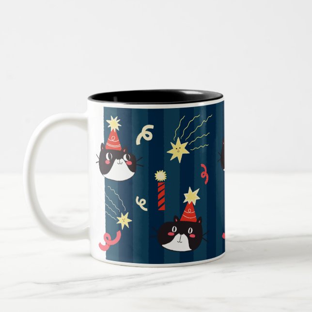 Tasse 2 Couleurs Chat de Noël noir (Gauche)