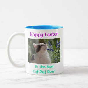 Tasse 2 Couleurs Chat de Pâques papa Meilleur au monde de la photo 