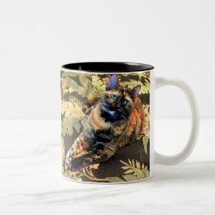Tasse 2 Couleurs Chat de Tortie avec les yeux verts