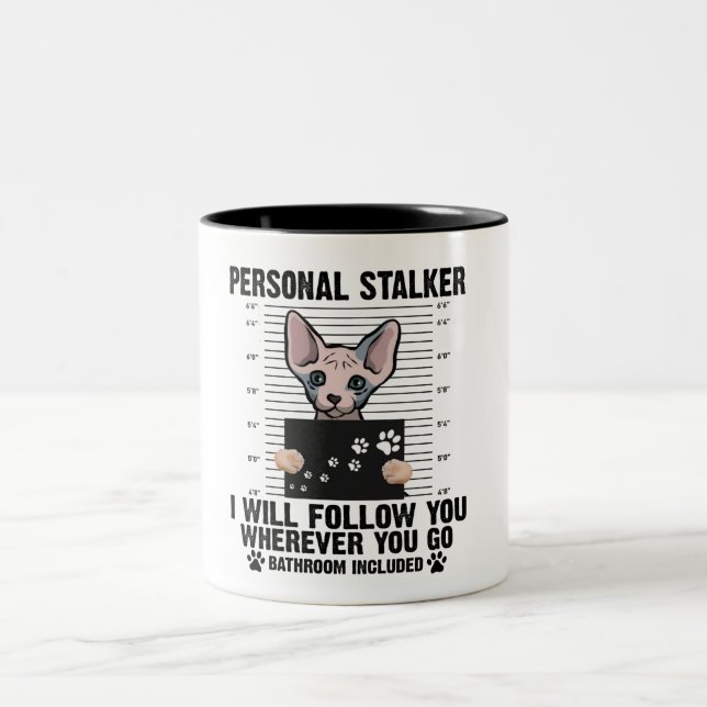 Tasse 2 Couleurs Chat drôle. (Centre)