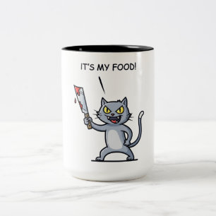 Tasse 2 Couleurs Chat Drôle avec Couteau