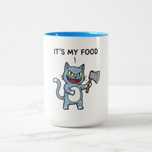 Tasse 2 Couleurs Chat Drôle avec une Hache