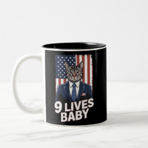 Tasse 2 Couleurs Chat en suite avec Trump cheveux American Flag 9 v